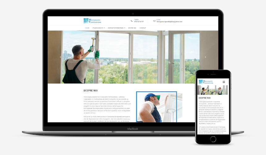 Realizare site servicii reparații termopane