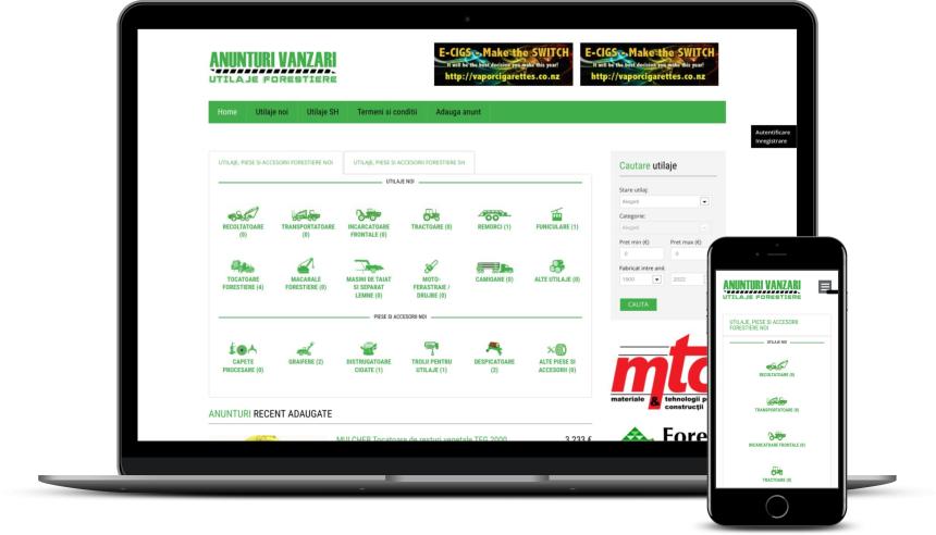 Realizare site anunțuri utilaje forestiere